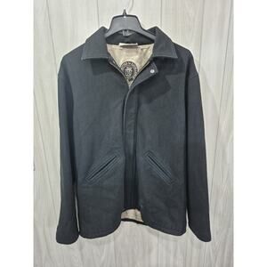 Balfour Melton Wool Black Coat Size L New York Chicago Business Warm Retro